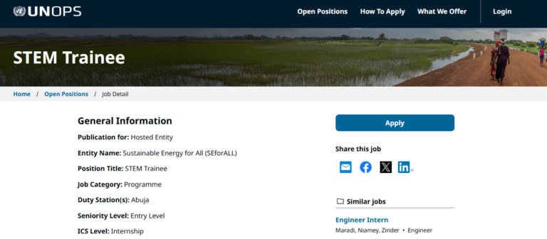STEM Trainee at SEforALL / UNOPS Abuja 2026 | JobsVocate